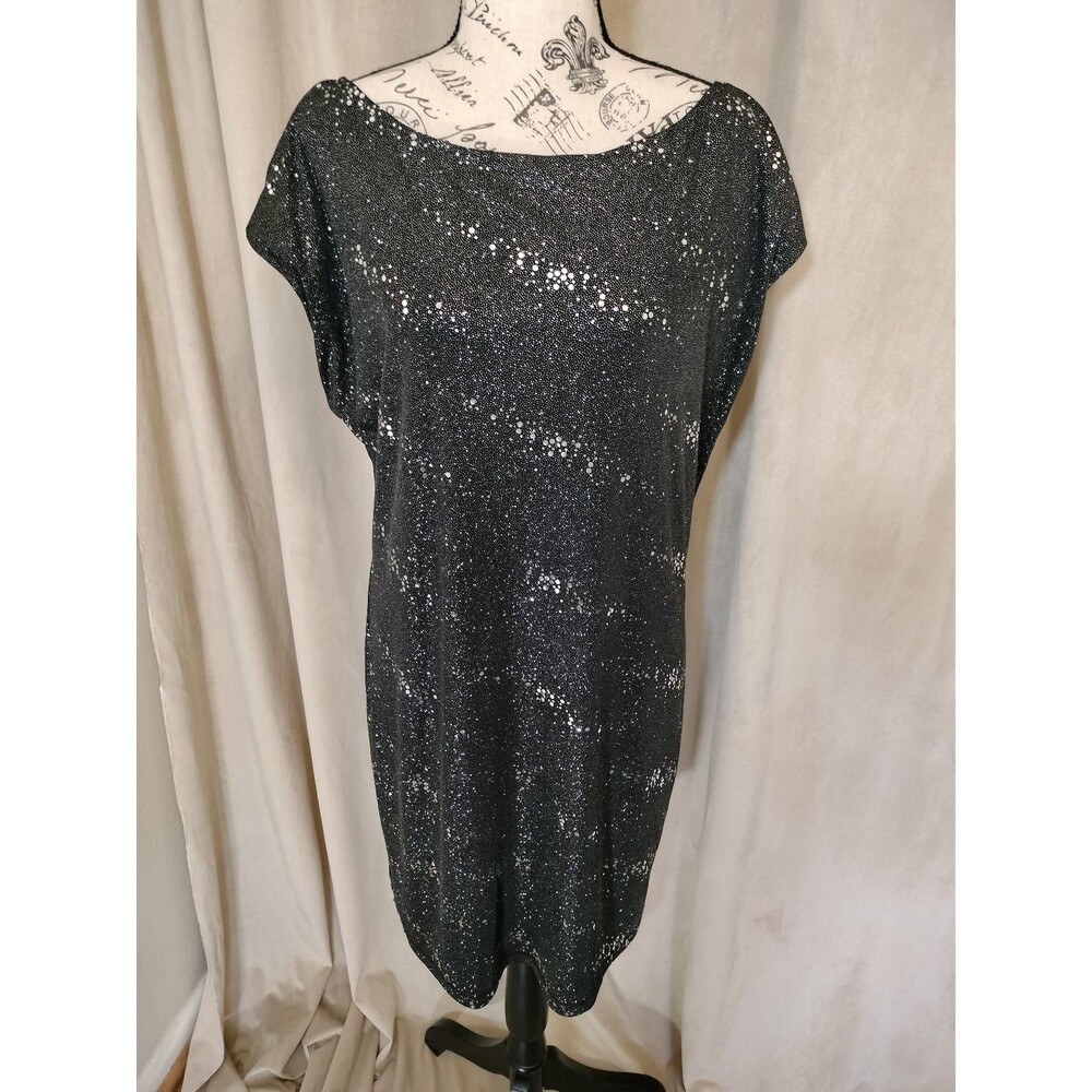 NWOT! Allen B. by Allen Schwartz Black Sequined Glitter Mini Dress. Size XL